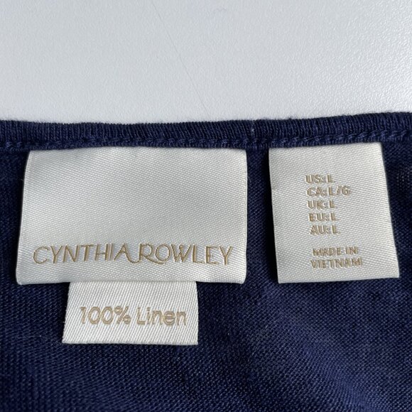 Cynthia Rowley 100% Linen Top Blouse Size L Blue Bell Sleeve Boho Lagenlook - Picture 5 of 8